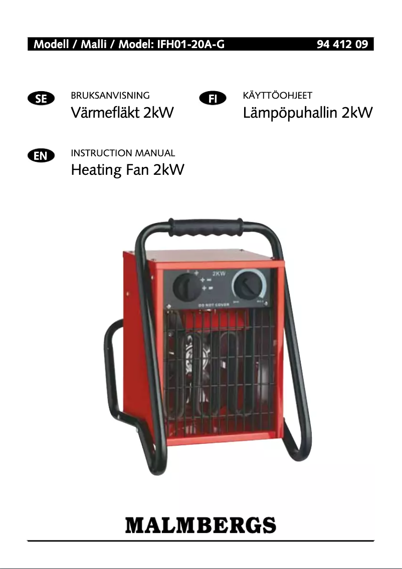Page 1 de la notice Manuel utilisateur Malmbergs IFH01-20A-G