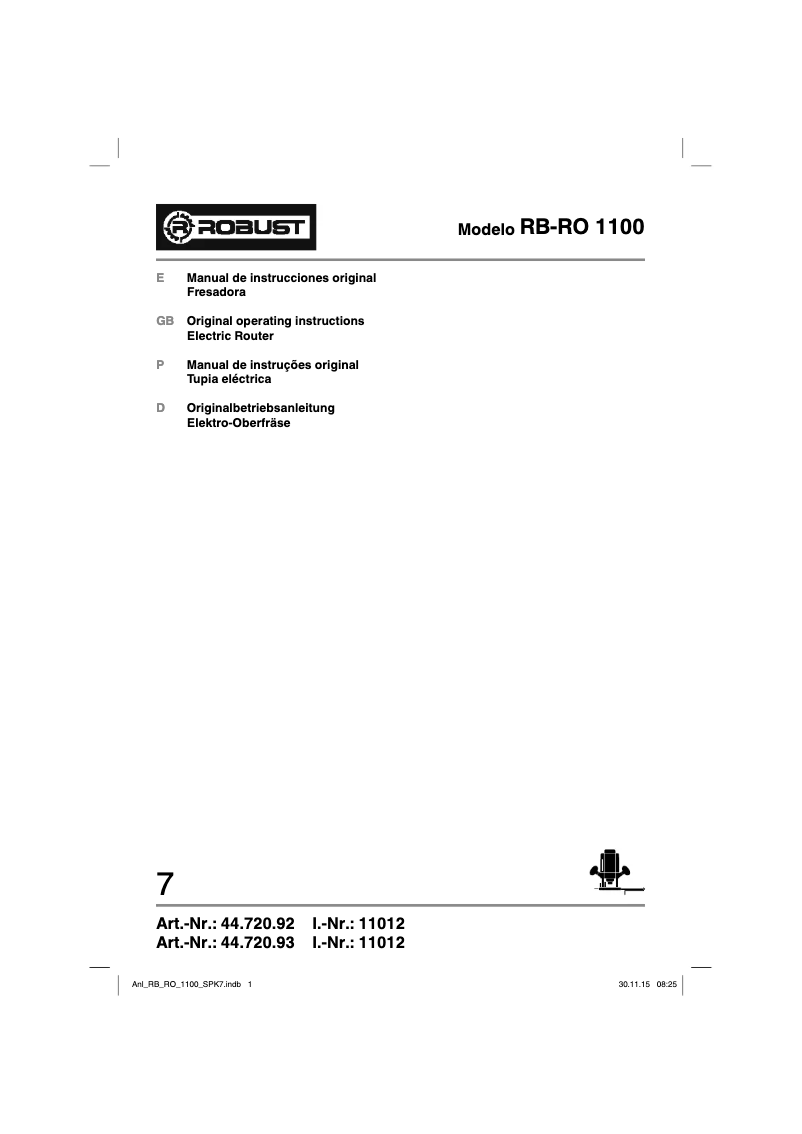 Page n°1 - Manuel utilisateur Robust RB-RO 1100