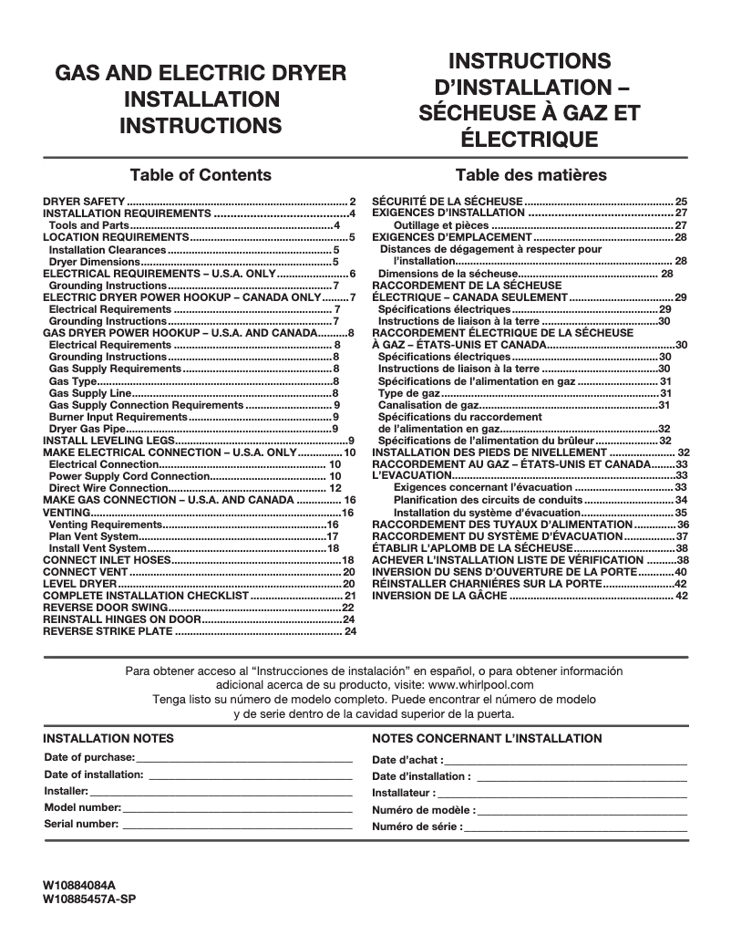 Page 1 de la notice Guide d'installation Maytag MGDB955FC
