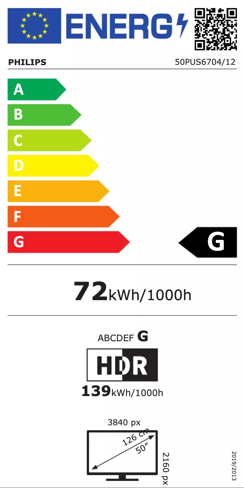 Page n°1 - Label énergétique Philips 50PUS6704