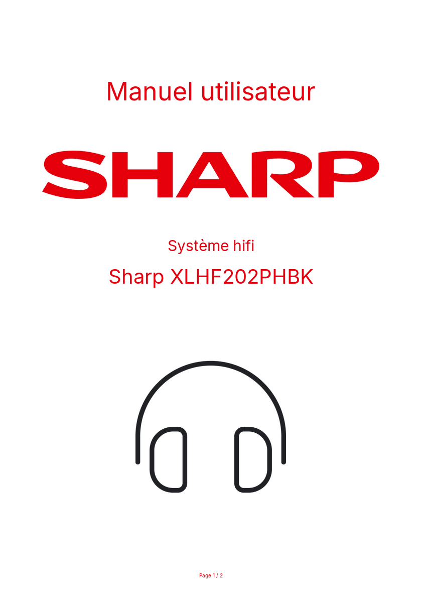 Page n°1 - Manuel utilisateur Sharp XLHF202PHBK