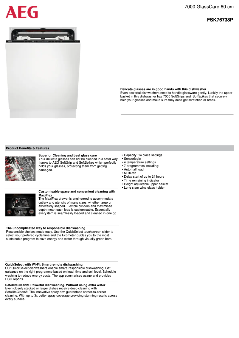 Página 1 del manual Ficha técnica AEG FSK76738P