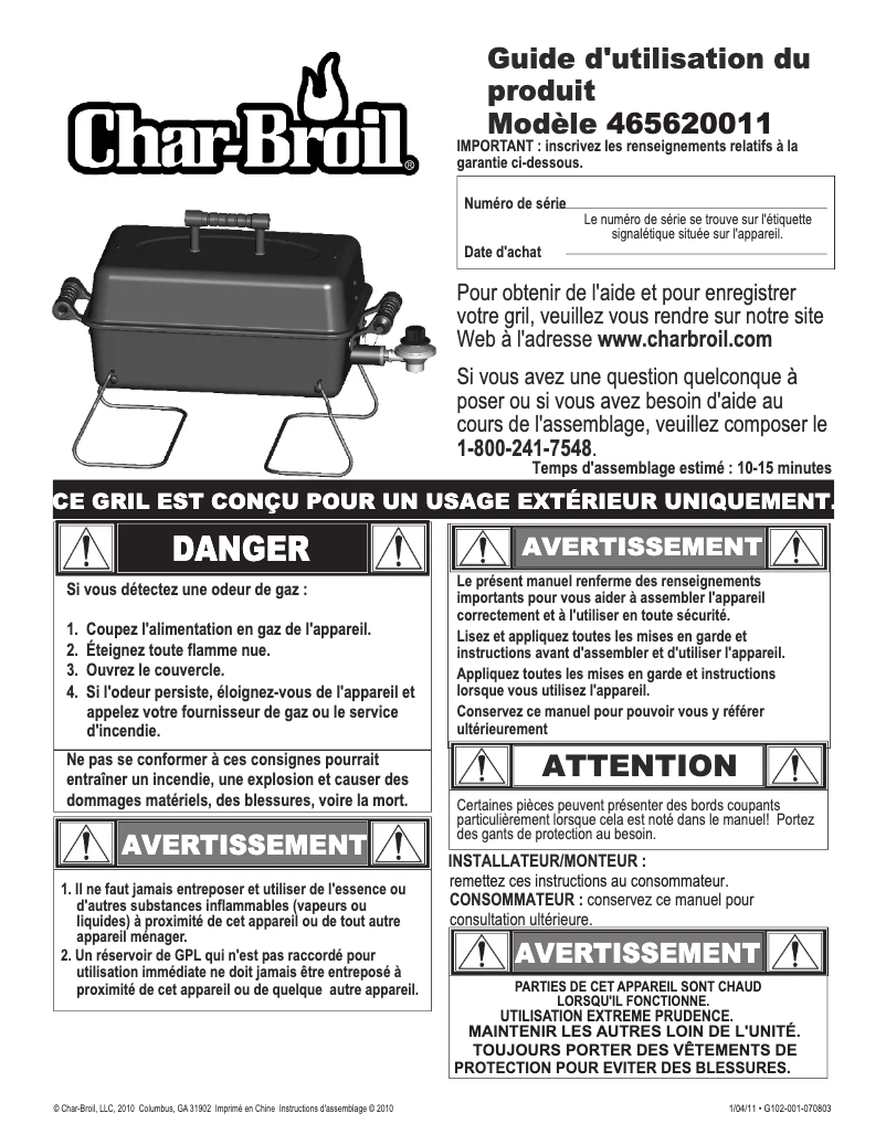 Image de la première page du manuel de l'appareil 465620011