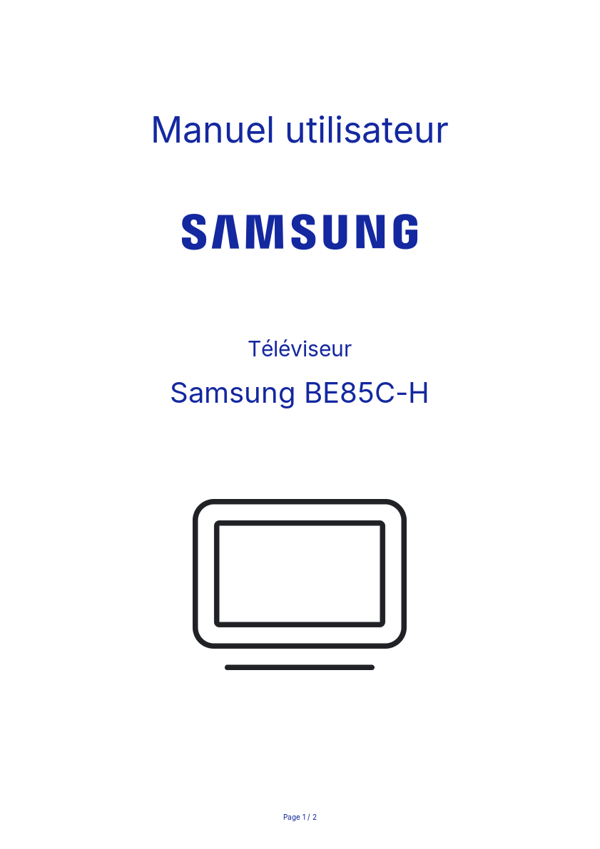 Page n°1 - Manuel utilisateur Samsung BE85C-H