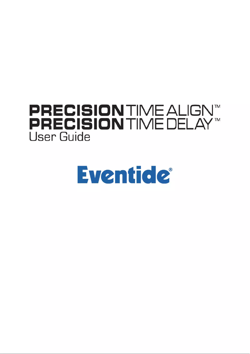 Page 1 de la notice Manuel utilisateur Eventide Precision Time Align