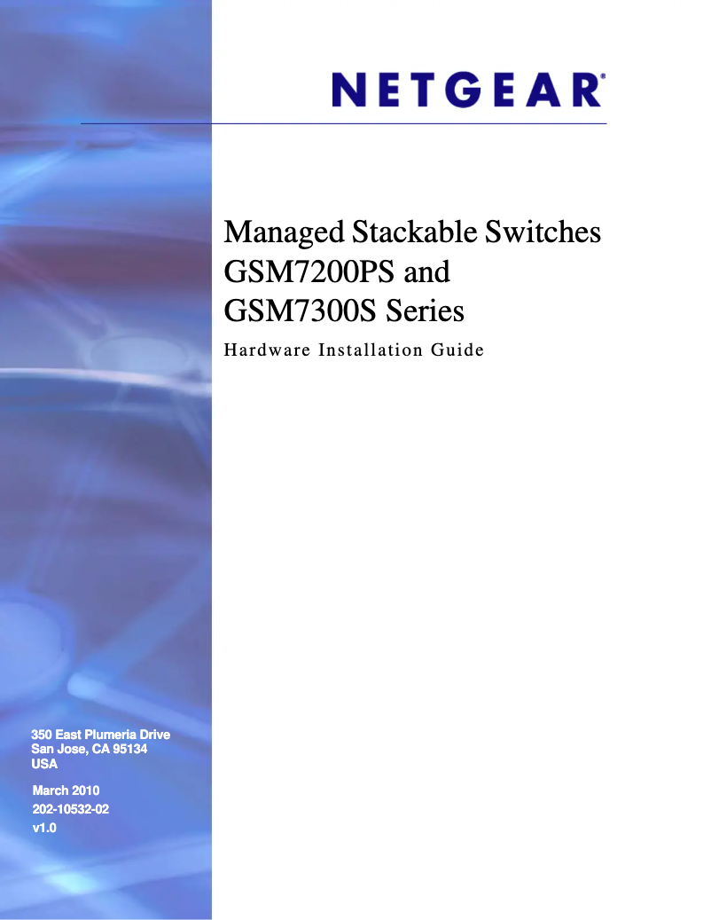 Page n°1 - Guide d'installation Netgear GSM7352Sv2