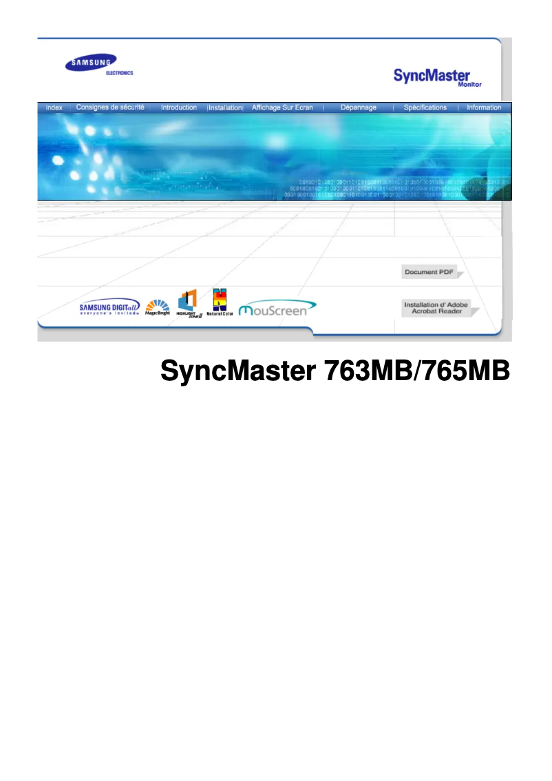 Page n°1 - Manuel utilisateur Samsung SyncMaster 763MB