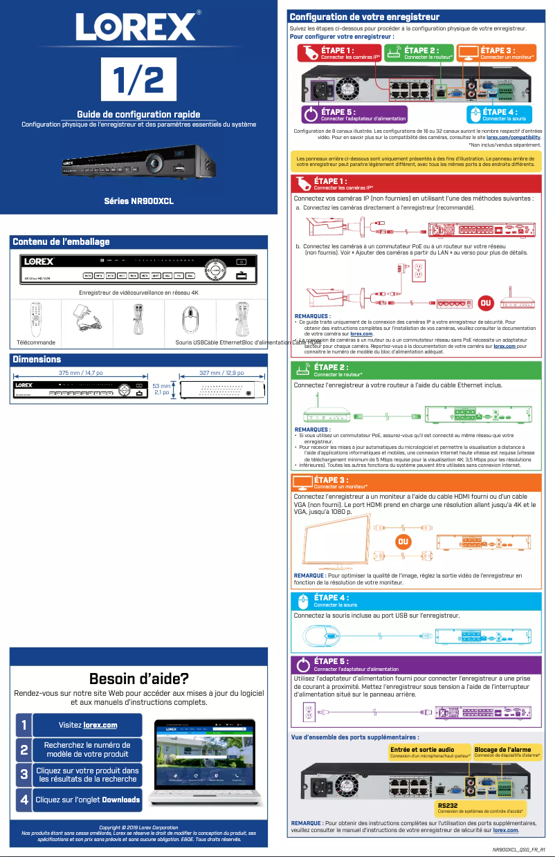 Page 1 de la notice Manuel utilisateur Lorex NR900X