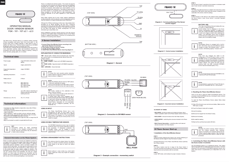 Page 1 de la notice Manuel utilisateur Fibaro FGK-102