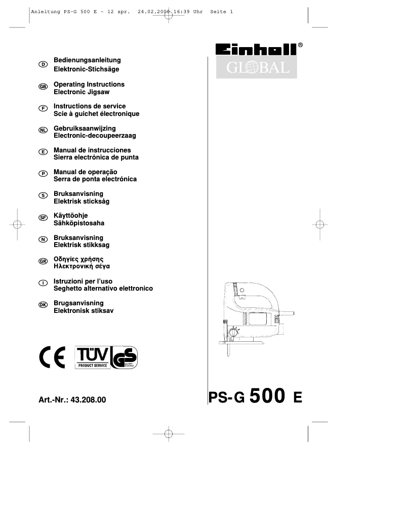 Page 1 de la notice Manuel utilisateur Global PS-G 500 E
