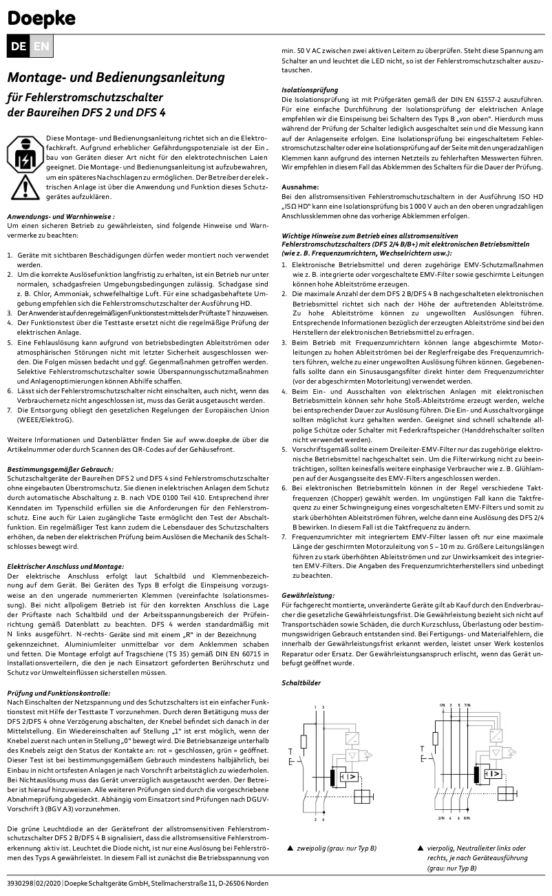 Image de la première page du manuel de l'appareil DFS 2 100-2/0