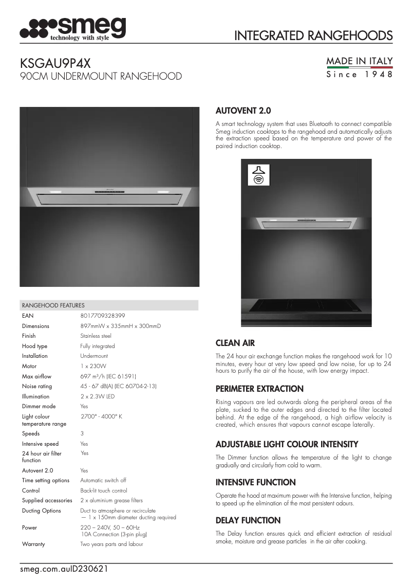 Page n°1 - Fiche technique Smeg KSGAU9P4X