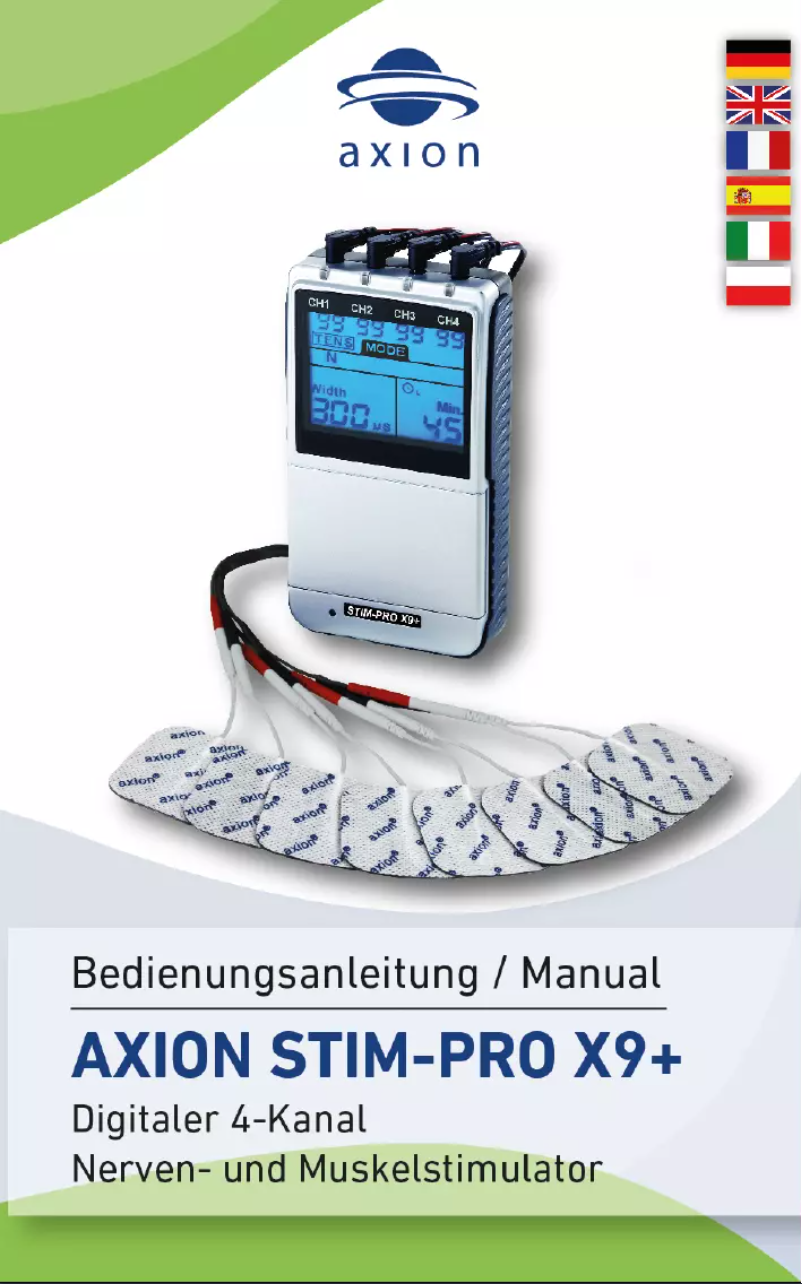 Image de la première page du manuel de l'appareil STIM-PRO X9+