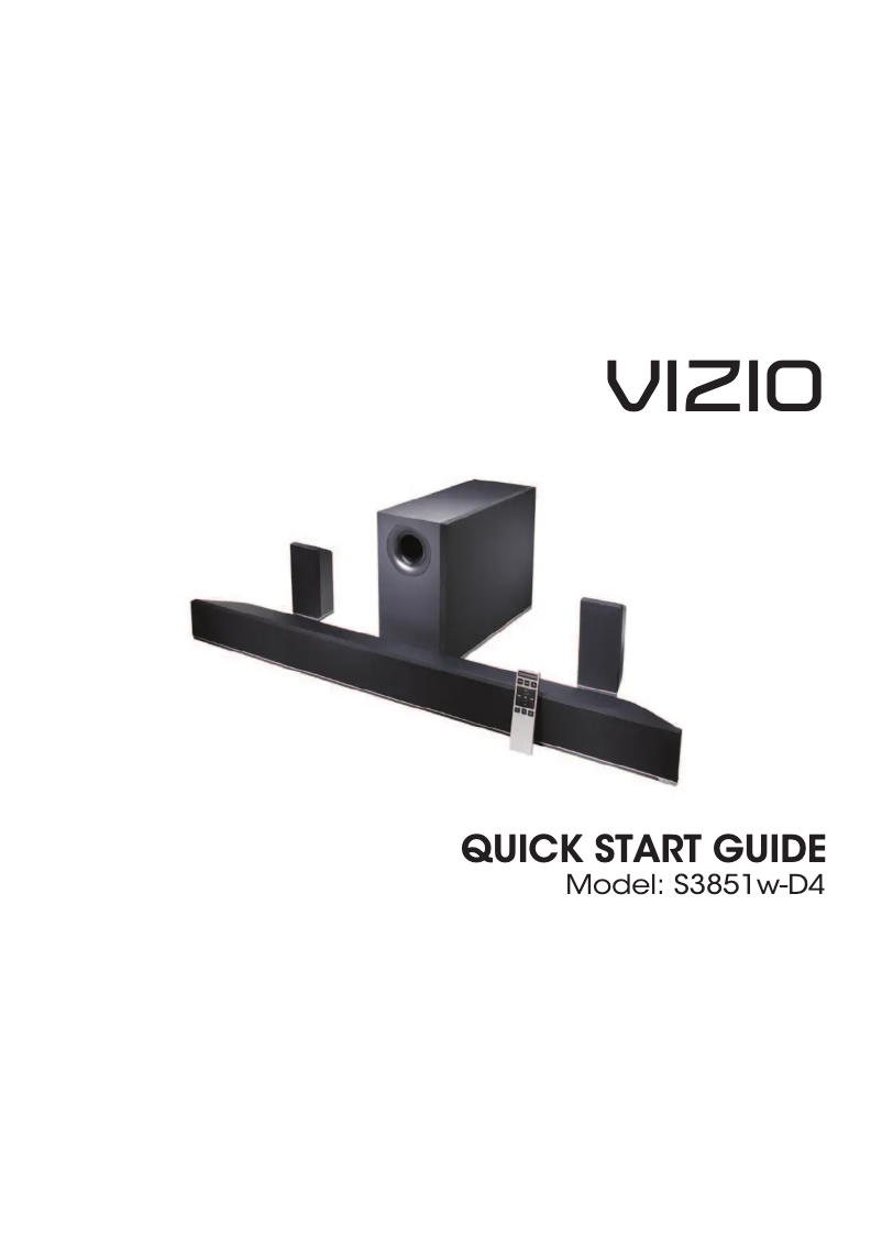 Page 1 de la notice Guide de démarrage rapide VIZIO S3851W-D4