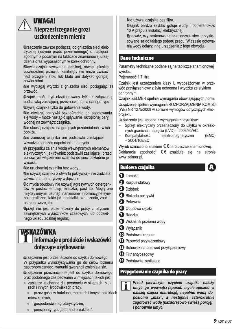 Image de la première page du manuel de l'appareil ZCK 1171
