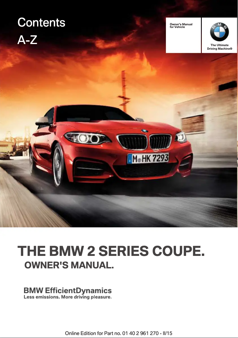 Page 1 de la notice Manuel utilisateur BMW 2 Series Coupe (2015)