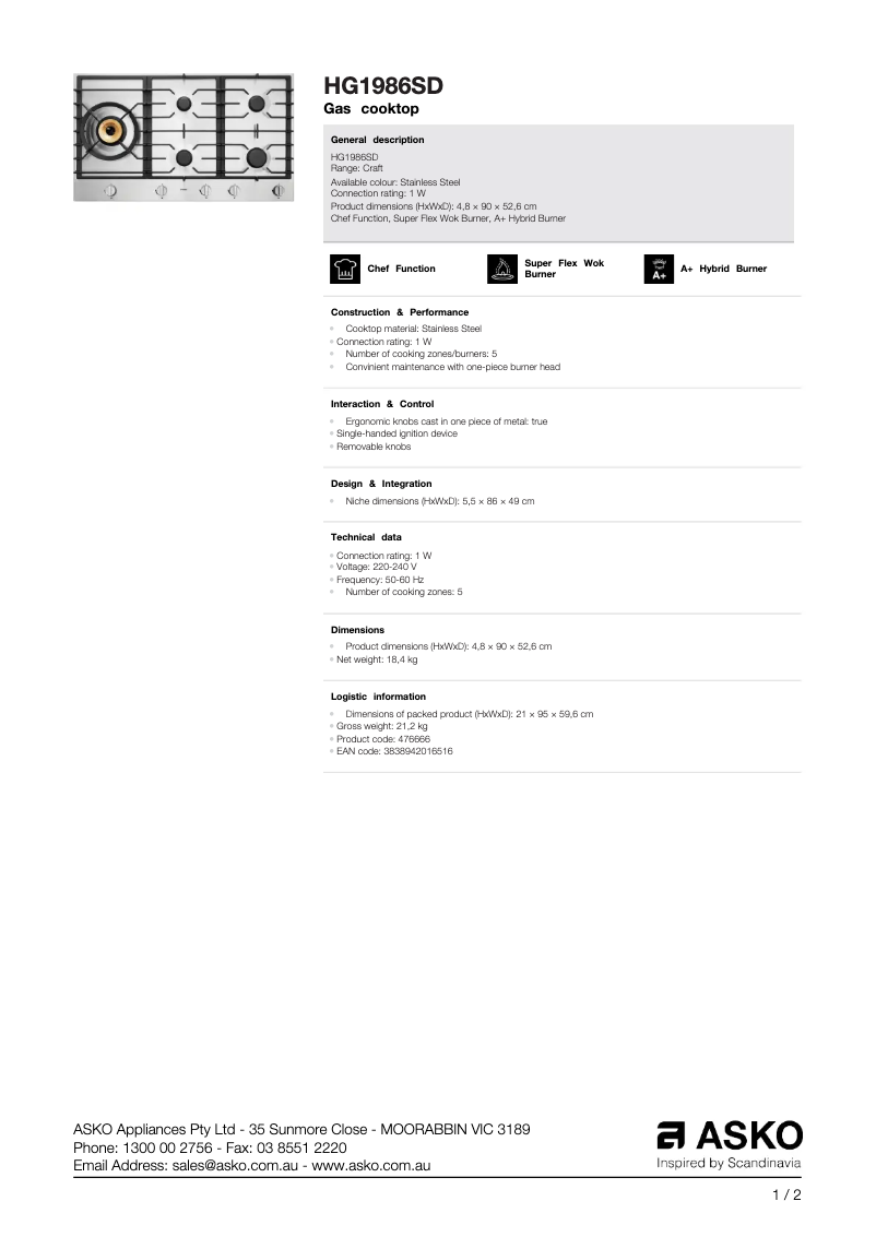 Image de la première page du manuel de l'appareil HG1986SD