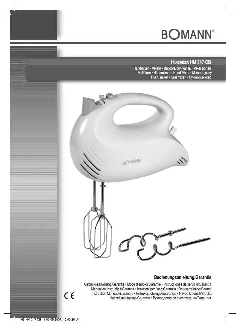 Page n°1 - Manuel utilisateur Bomann HM 347 CB