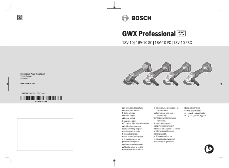 Page n°1 - Manuel utilisateur Bosch GWX 18V-10 SC Professional