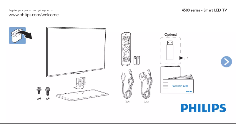 Page 1 de la notice Guide de démarrage rapide Philips 50PFH4509