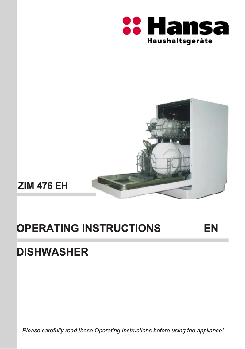 Page n°1 - Manuel utilisateur Hansa ZIM 476 EH