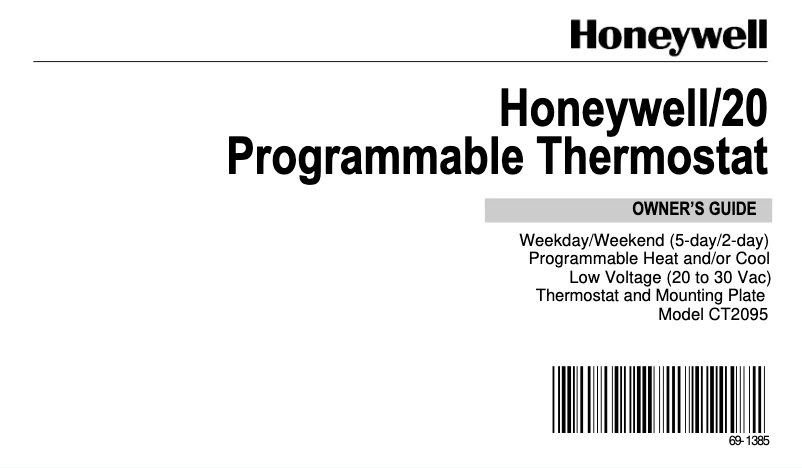 Page 1 de la notice Manuel utilisateur Honeywell CT2095