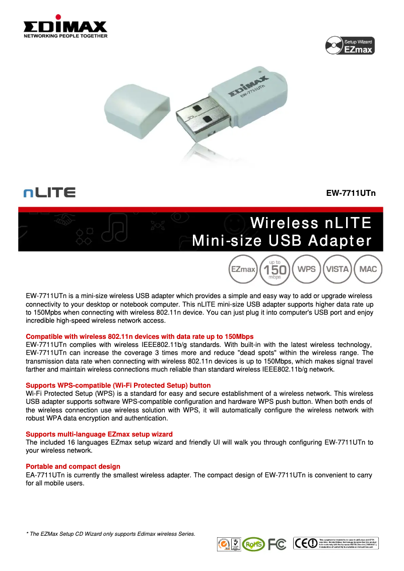 Página 1 del manual Ficha técnica Edimax EW-7711UTn