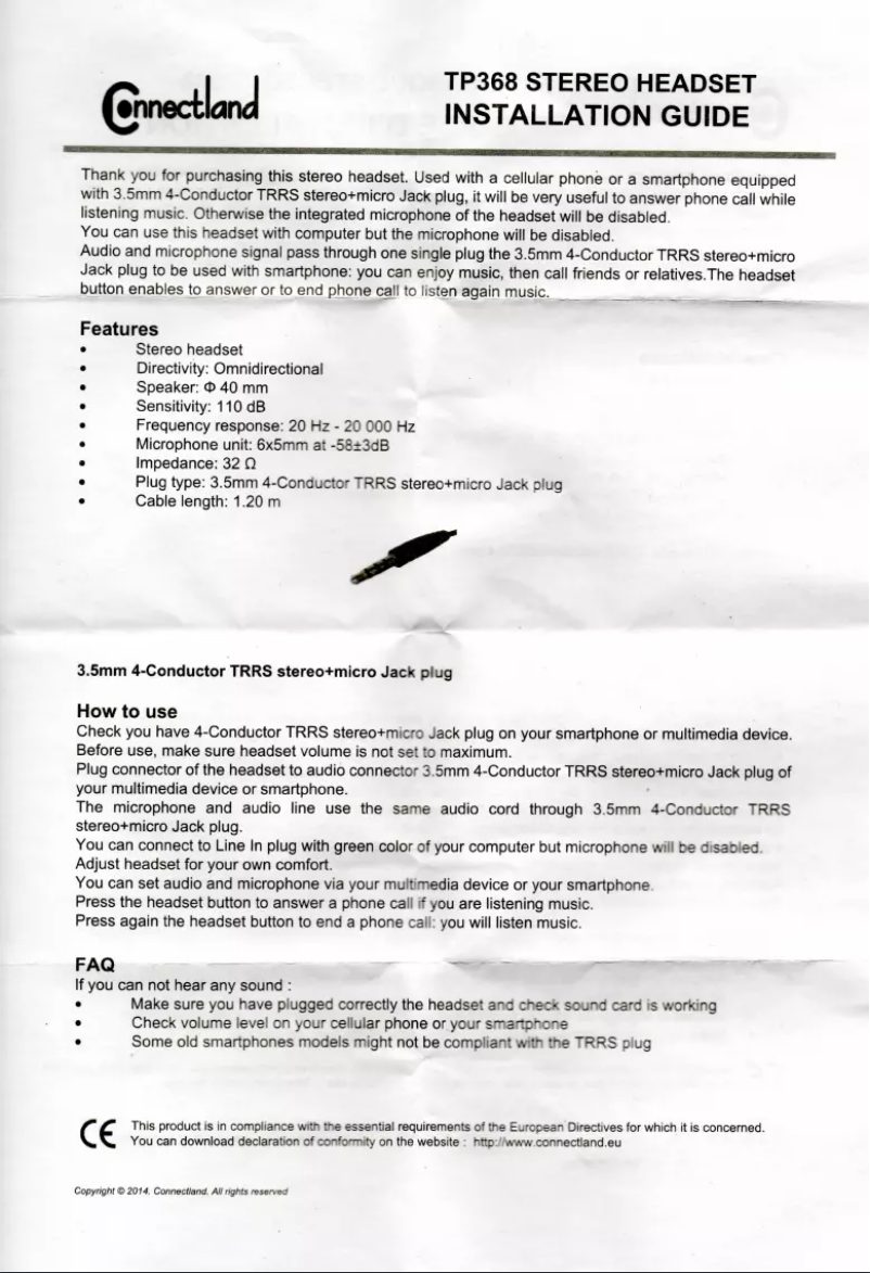 Page 1 de la notice Manuel utilisateur Syba CL-AUD63092