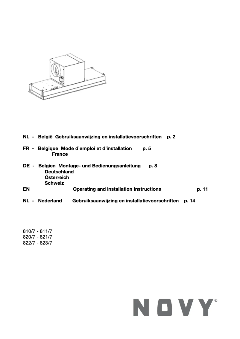 Page 1 de la notice Manuel utilisateur Novy 822 Mini Pure'line