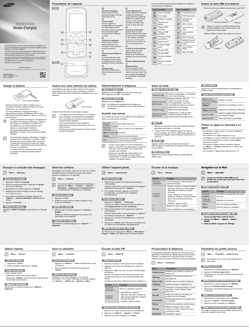 Page n°1 - Manuel utilisateur Samsung Metro 312