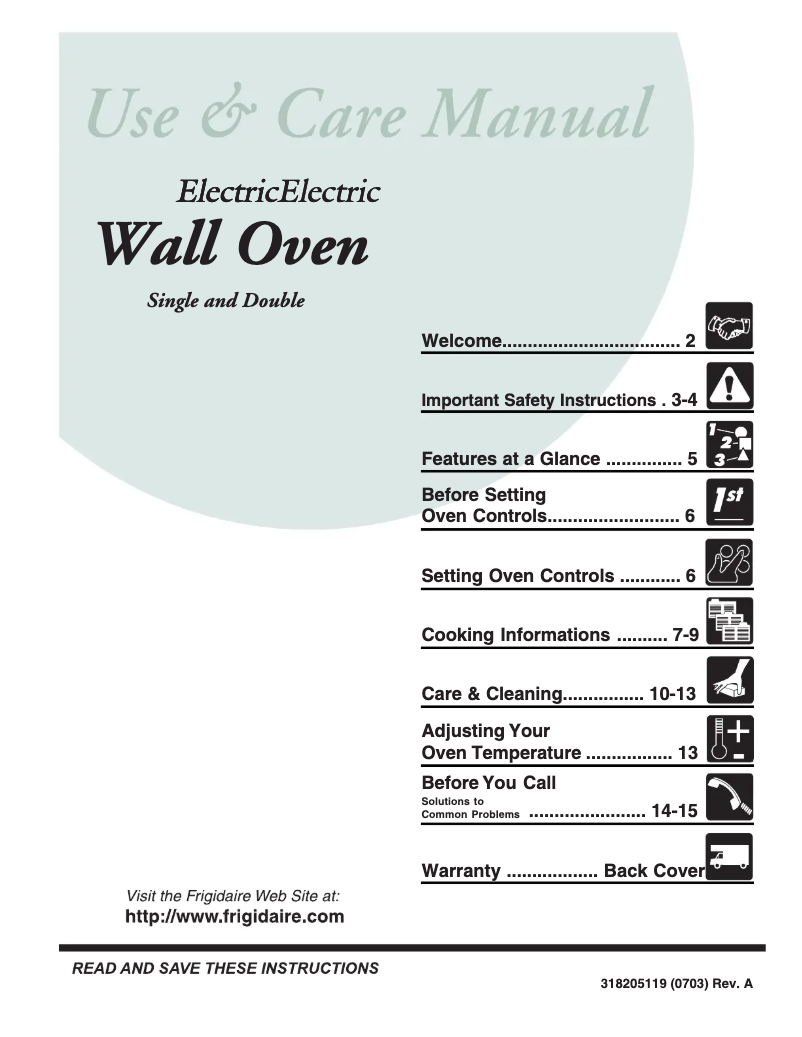 Page 1 de la notice Manuel utilisateur Frigidaire FEB27T7FC