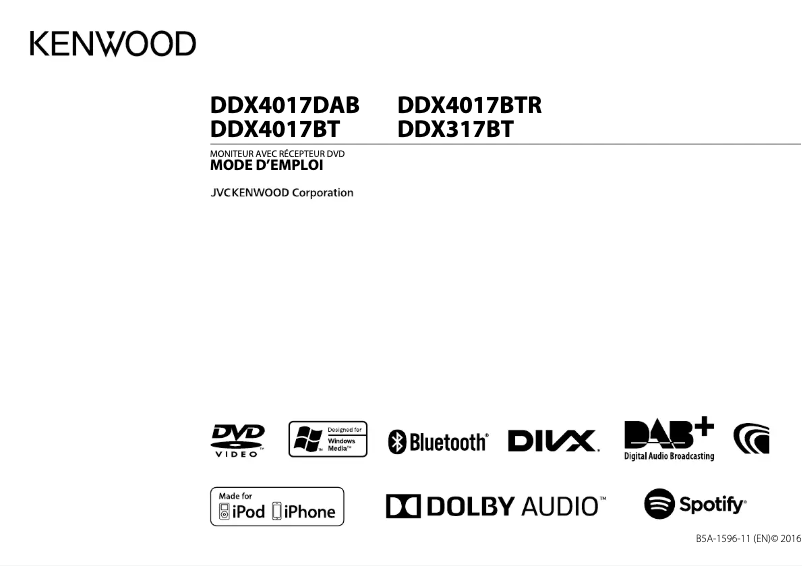 Page 1 de la notice Manuel utilisateur Kenwood DDX4017BT