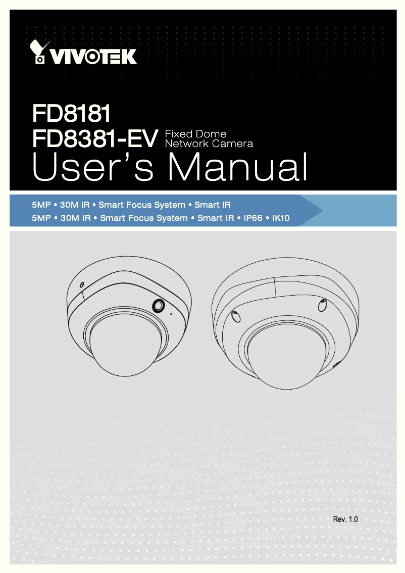Page 1 de la notice Manuel utilisateur Vivotek FD8381-EV