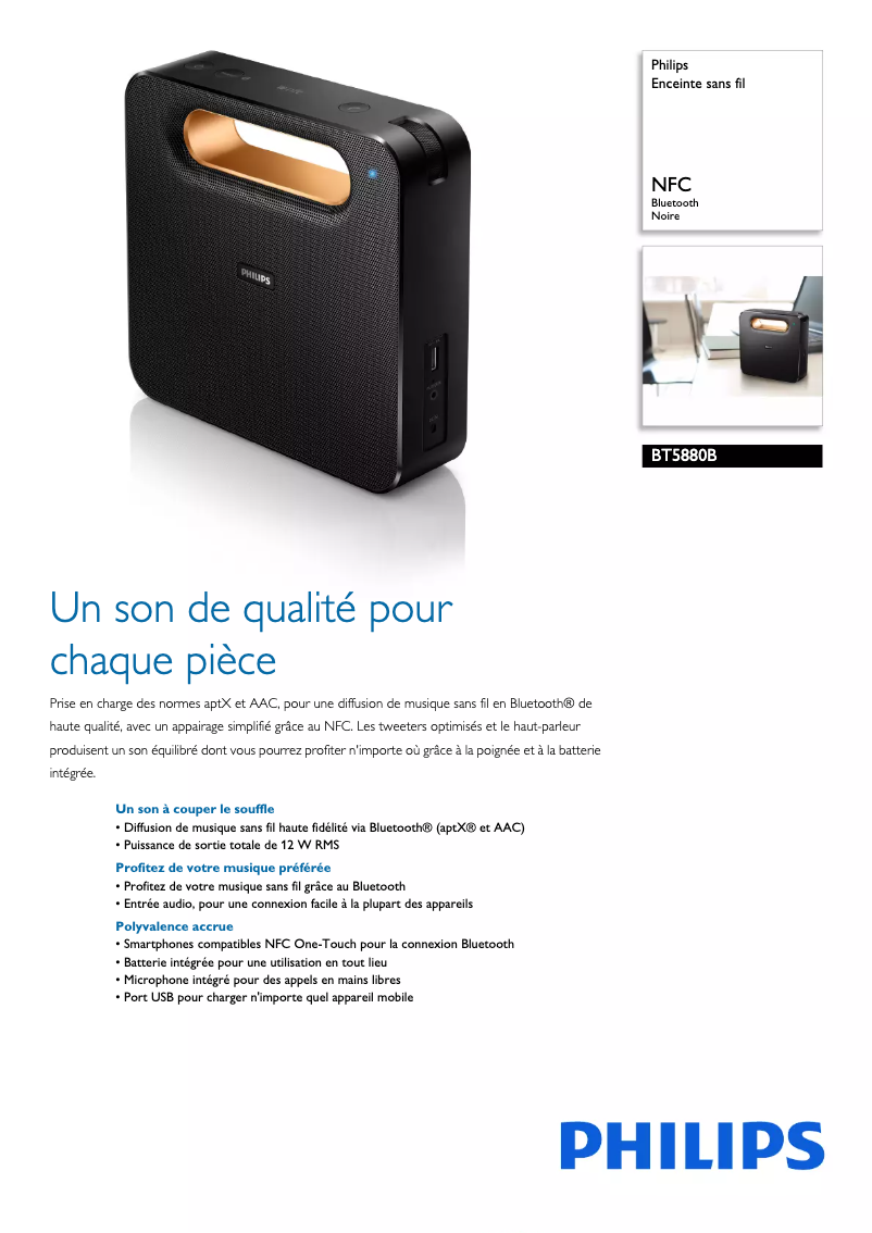 Página 1 del manual Ficha técnica Philips BT5880