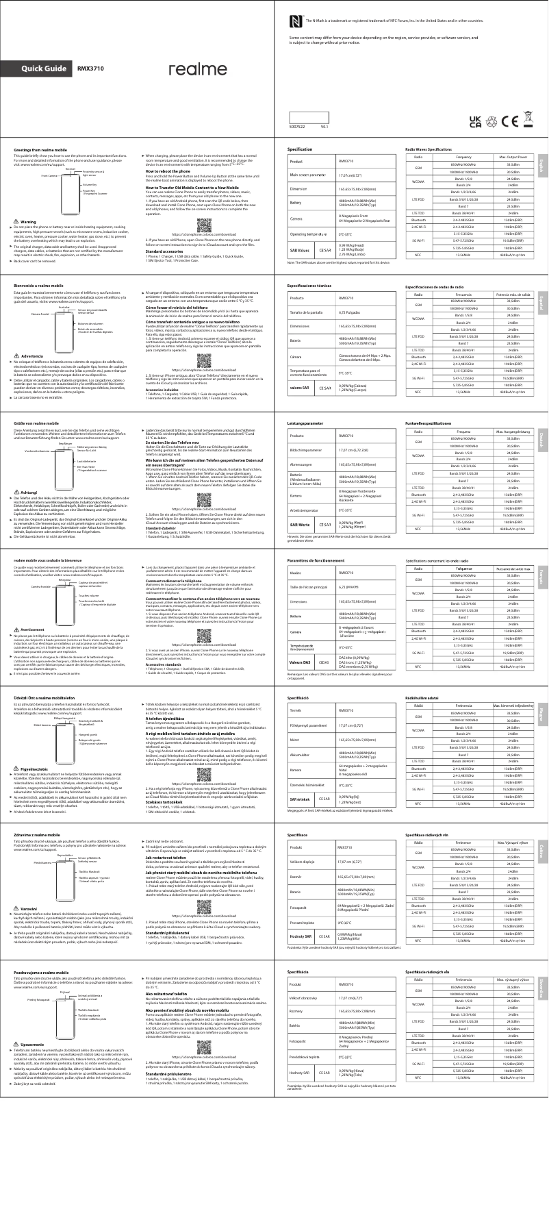 Page 1 de la notice Manuel utilisateur Realme C55