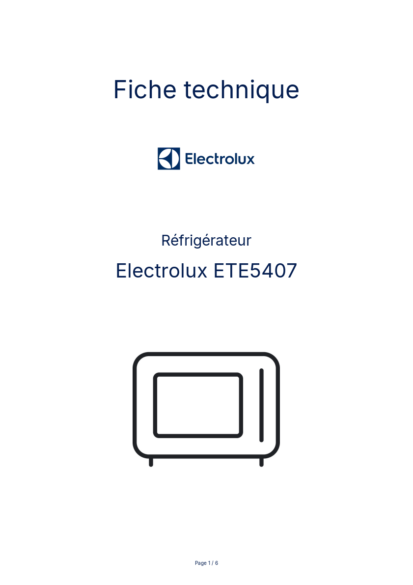 Page n°1 - Fiche technique Electrolux ETE5407