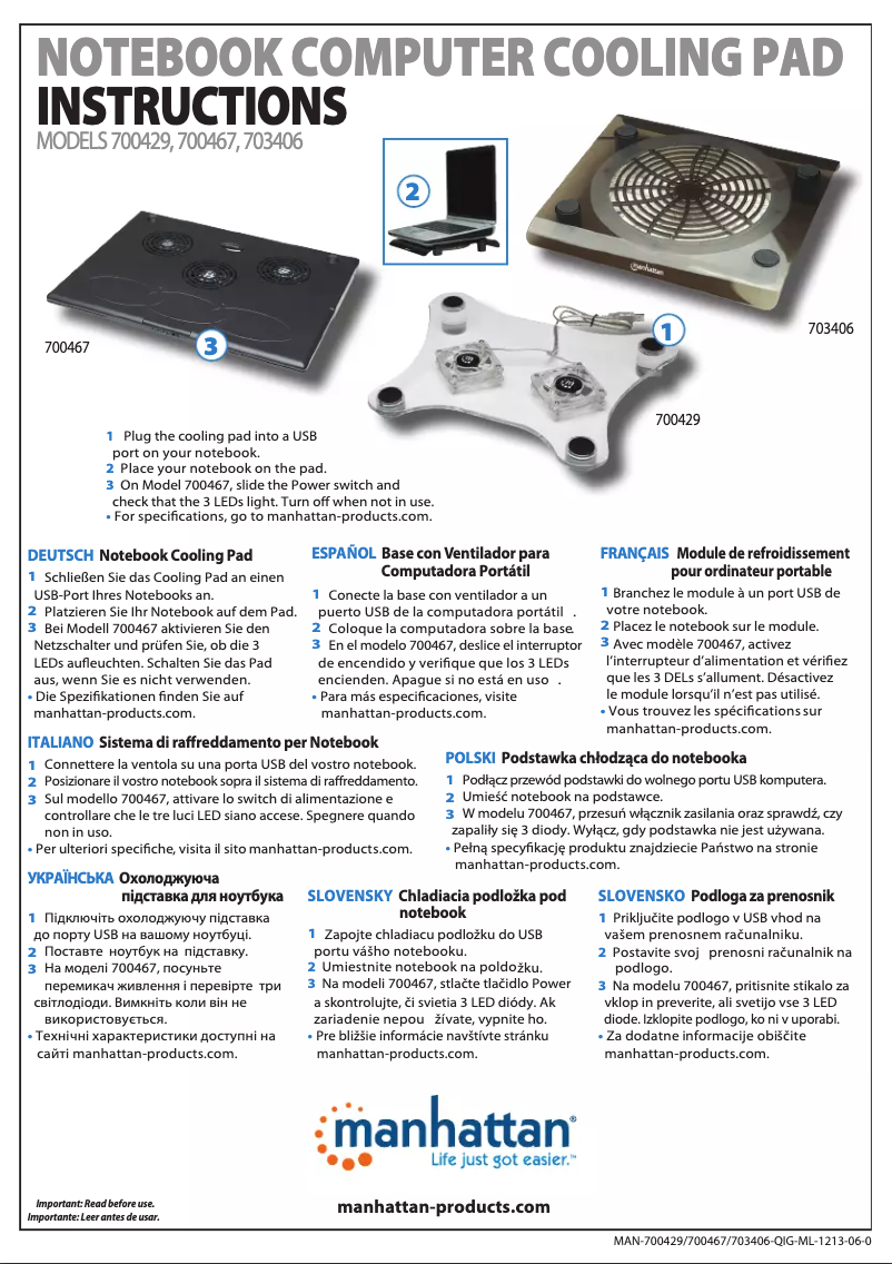 Page 1 de la notice Manuel utilisateur Manhattan 700467