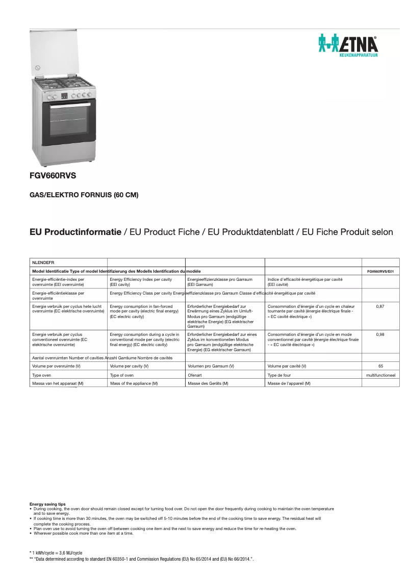 Image de la première page du manuel de l'appareil FGV660RVS