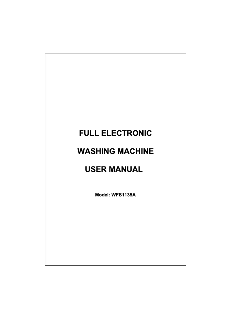 Image de la première page du manuel de l'appareil WFS1135A