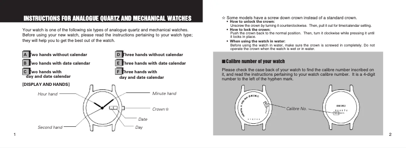 Page 1 de la notice Manuel utilisateur Seiko 6N43
