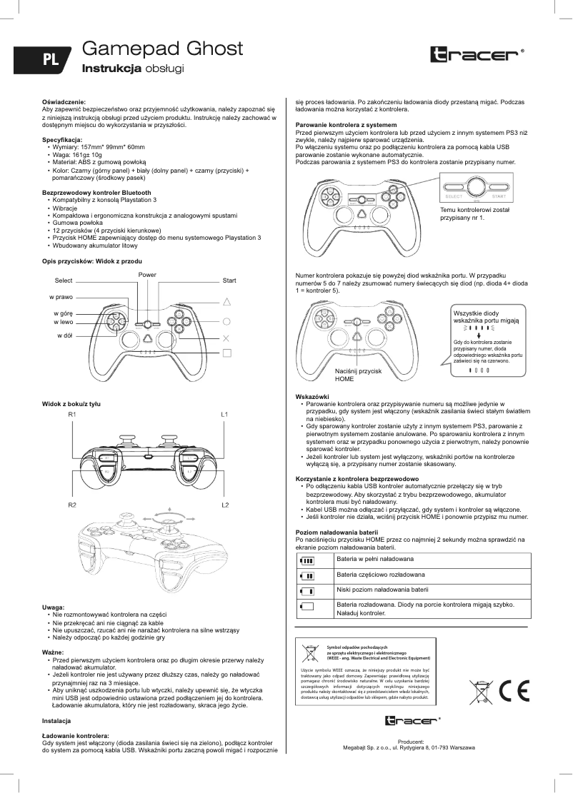 Página 1 del manual Manual de usuario Tracer Gamepad Ghost