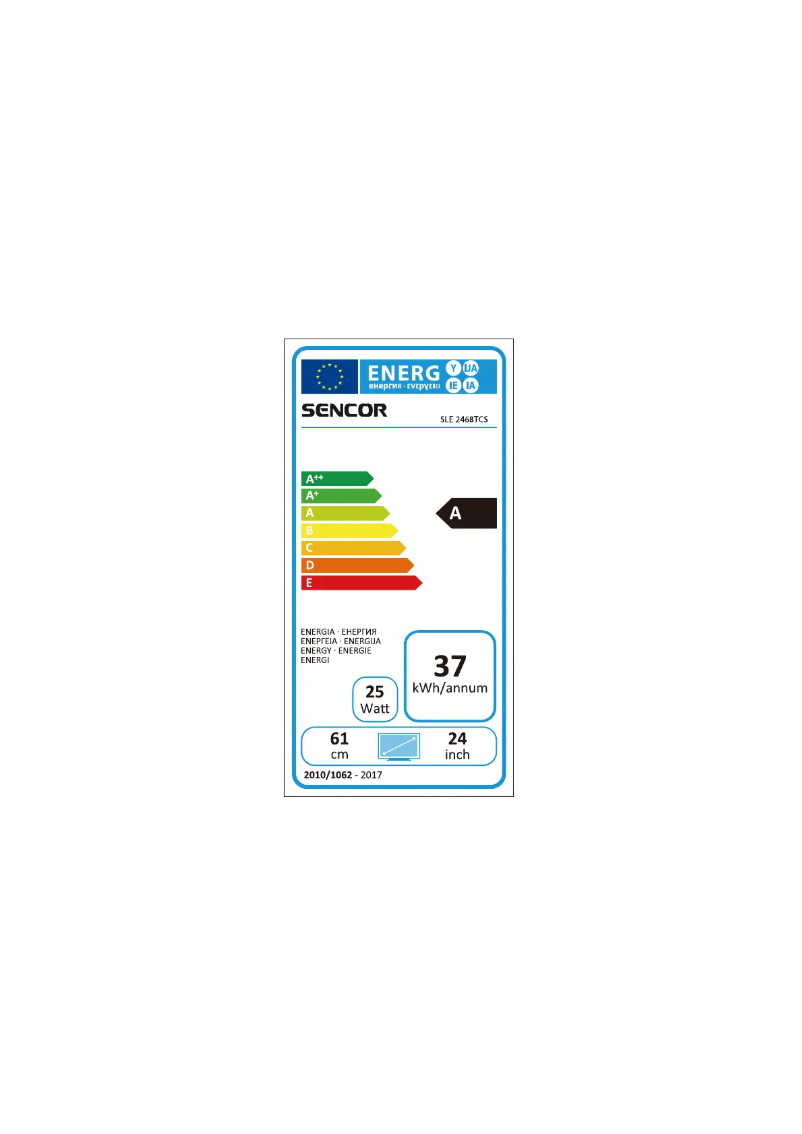 Page 1 de la notice Label énergétique Sencor SLE 2468TCS