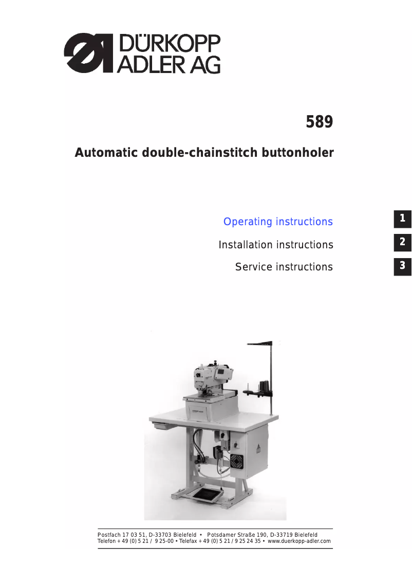 Page n°1 - Mode d'emploi Dürkopp Adler 589