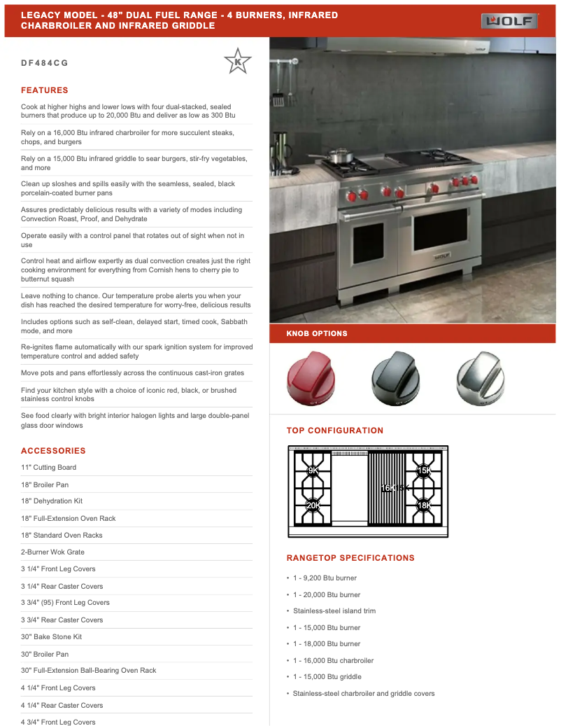 Page 1 de la notice Manuel utilisateur Wolf DF484CG