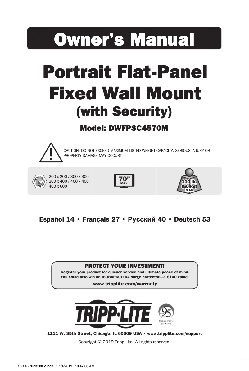 Page n°1 - Manuel utilisateur Tripp Lite DWFPSC4570M