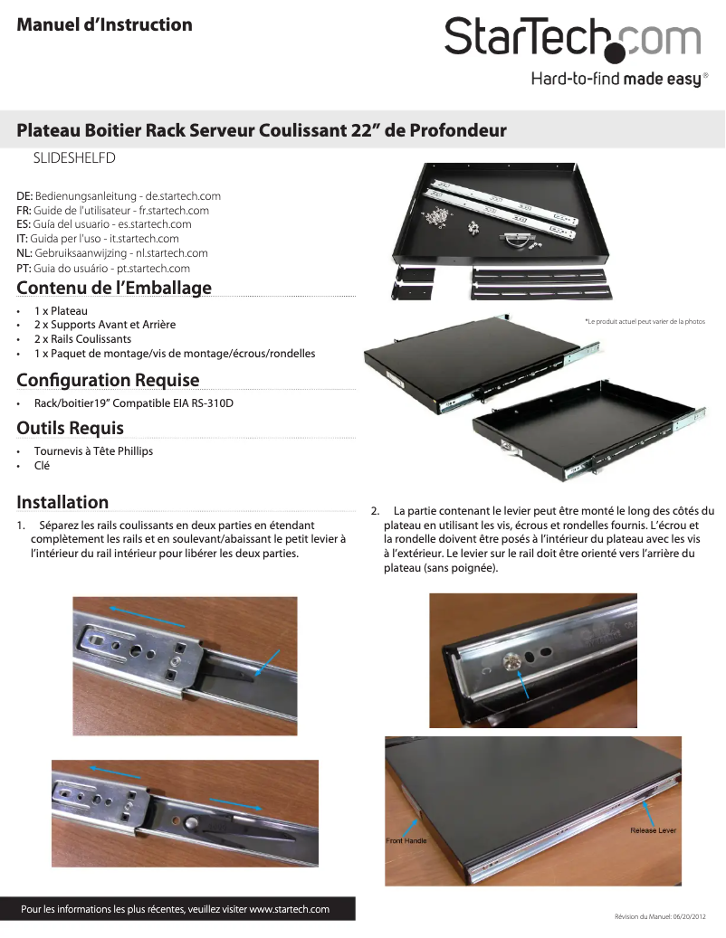 Page n°1 - Manuel utilisateur StarTech.com Slideshelfd