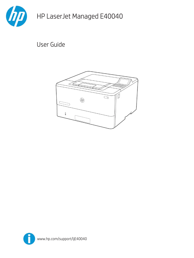 Image de la première page du manuel de l'appareil LaserJet Managed E40040dn
