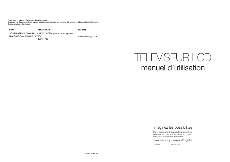 Page n°1 - Manuel utilisateur Samsung LA52A610A3R
