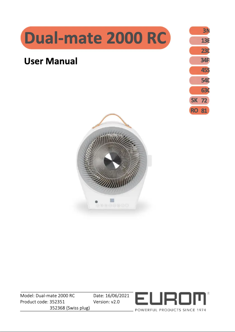 Página 1 del manual Manual de usuario Eurom Dual-mate 2000 RC