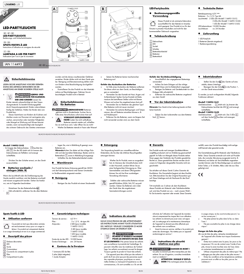 Page n°1 - Manuel utilisateur Livarno Lux IAN 91221